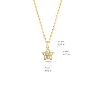 14 Ayar Altın Taşlı Yıldız Kolye