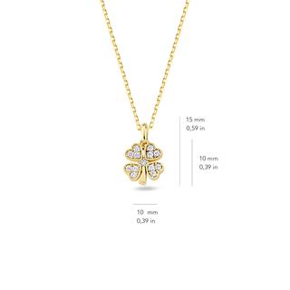 14 Ayar Altın Taşlı Yonca Kolye