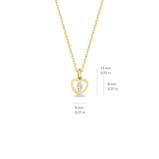 14 Ayar Altın Tek Taşlı Kalp Kolye