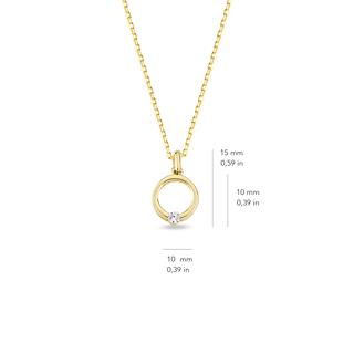 14 Ayar Altın Yuvarlak Tek Taşlı Kolye