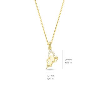 14 Ayar Taşlı Kelebek Altın Kolye