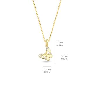 14 Ayar Taşlı Kelebek Altın Kolye