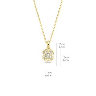 14 Ayar Taşlı Yonca Altın Kolye