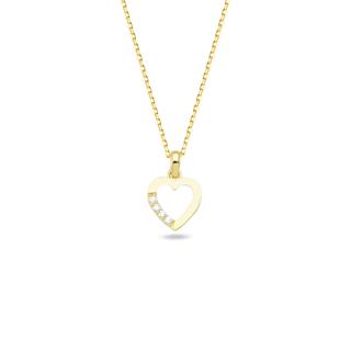 14 Ayar Altın Kalp Taşlı Kolye