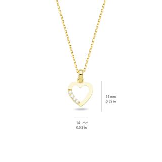 14 Ayar Altın Kalp Taşlı Kolye