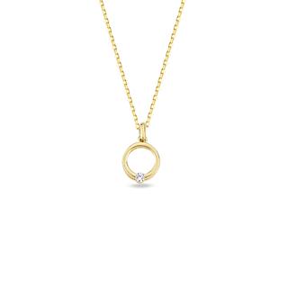 14 Ayar Altın Yuvarlak Tek Taşlı Kolye