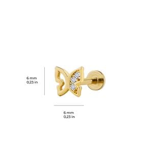 Taşlı Kelebek Altın Piercing