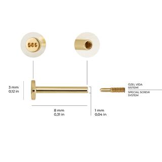 Tek Taşlı Yıldız Altın Piercing