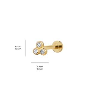 Üç Taşlı Altın Piercing
