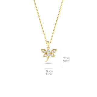 14 Ayar Altın Taşlı Yusufçuk Kolye