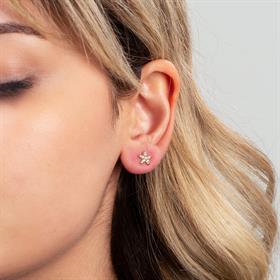 14 Ayar Altın Çiçek Taşlı Küpe