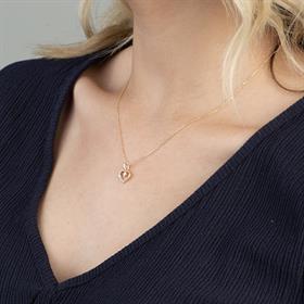 14 Ayar Altın Kalp Taşlı Kolye