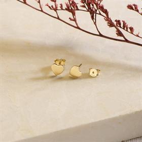 14 Ayar Altın Sade Kalp Küpe