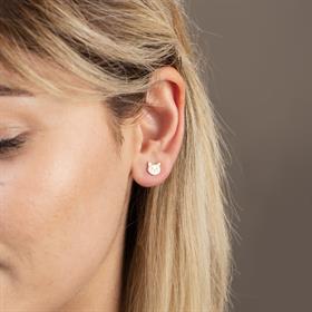 14 Ayar Altın Sade Kedi Küpe