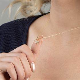 14 Ayar Altın Taşlı Yusufçuk Kolye