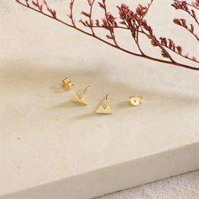 14 Ayar Altın Üçgen Taşlı Küpe