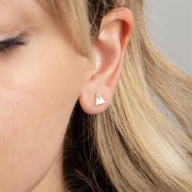 14 Ayar Altın Üçgen Taşlı Küpe