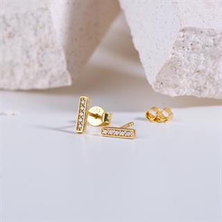 14 Ayar Altın Çubuk Taşlı Küpe