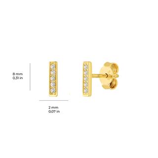 14 Ayar Altın Çubuk Taşlı Küpe