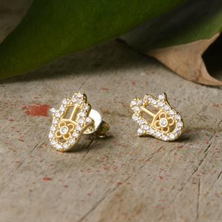 14 Ayar Altın Fatma Ana Eli Küpe