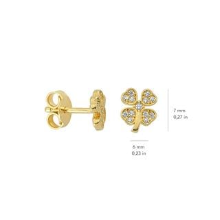 14 Ayar Altın Taşlı Yonca Küpe