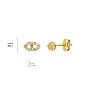 14 Ayar Taşlı Altın Göz Şans Küpe