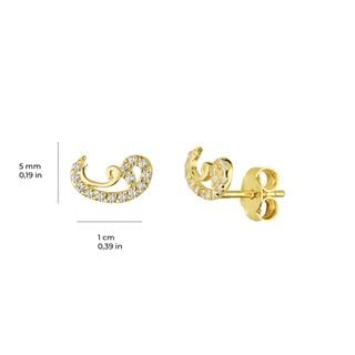 14 Ayar Altın Vav Harfi Taşlı Küpe