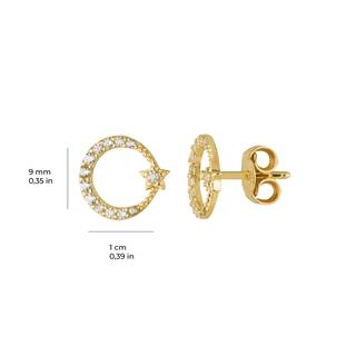 14 Ayar Ay Yıldız Taşlı Altın Küpe