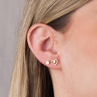 14 Ayar Taşlı Kalp Altın Küpe