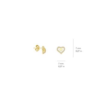 14 Ayar Taşlı Kalp Altın Küpe