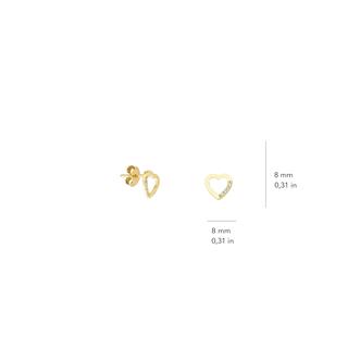 14 Ayar Taşlı Kalp Altın Küpe