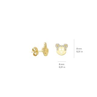 14 Ayar Taşlı Mickey Mouse Altın Küpe