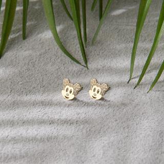 14 Ayar Taşlı Mickey Mouse Altın Küpe
