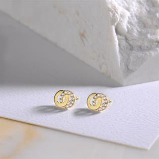 14 Ayar Taşlı Sonsuzluk Altın Küpe