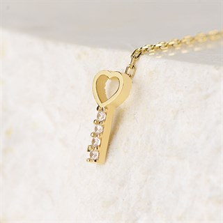 14 Ayar Altın Anahtar Sallantı Zincir Tek Küpe