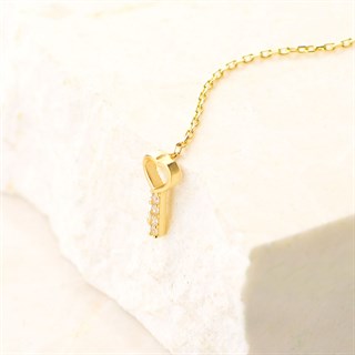 14 Ayar Altın Anahtar Sallantı Zincir Tek Küpe