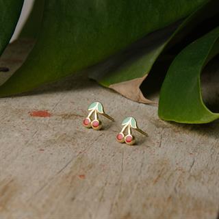 14 Ayar Altın Kiraz Çocuk Küpe