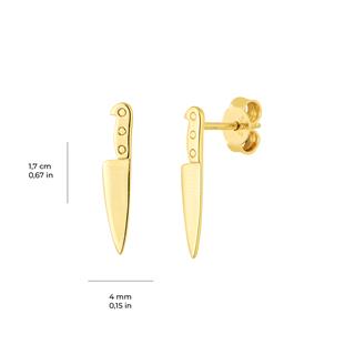 14 Ayar Altın Bıçak Küpe