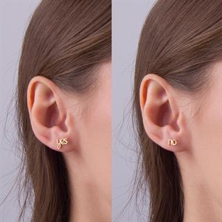 14 Ayar Altın Yes No Küpe