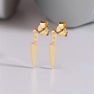 14 Ayar Altın Bıçak Küpe