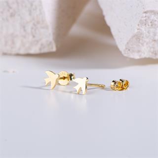 14 Ayar Altın Kuş Küpe