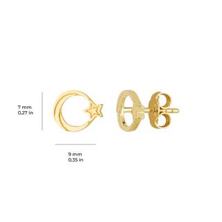 14 Ayar Altın Ay Yıldız Küpe