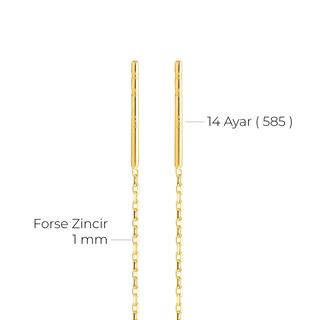 14 Ayar Altın Kuş Sallantı Zincir Tek Küpe