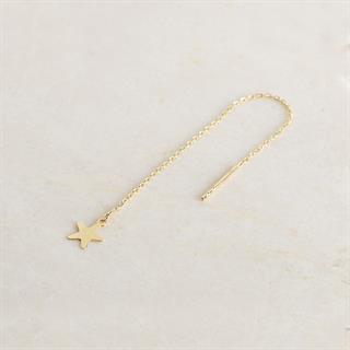 14 Ayar Altın Yıldız Sallantı Zincir Tek Küpe