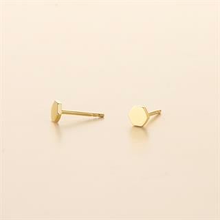 14 Ayar Minik Altıgen Altın Küpe