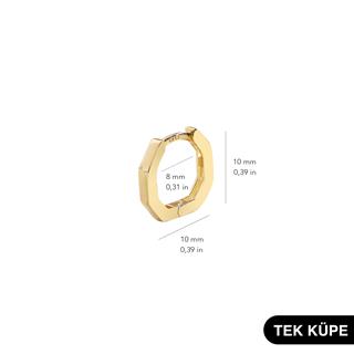 14 Ayar Altıgen Minik Tek Halka Altın Küpe