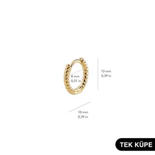 14 Ayar Altın Minik Modern Burgulu Tek Halka Küpe