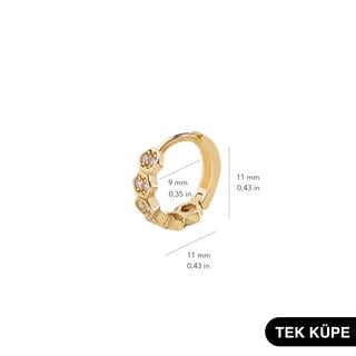 14 Ayar Altın Taşlı Tek Petek Halka Küpe