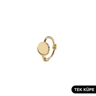 14 Ayar Modern Tek Minik Yuvarlak Halka Altın Küpe