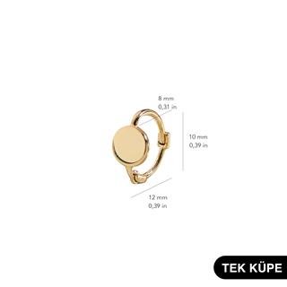 14 Ayar Modern Tek Minik Yuvarlak Halka Altın Küpe